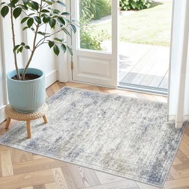 Imagem de Restydon Tapete lavável 5 x 7 cm para banheiro, tapete de entrada macio para lavanderia, cozinha, corredor abstrato vintage para quarto, tapete de porta antiderrapante para entrada interna (5 x 7 cm