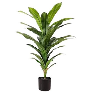 Imagem de SLGGPJBU Plantas falsas planta artificial grande ramo de árvore artificial plástico folha falsa verde árvore de ferro brasileiro casa jardim quarto decoração de escritório plantas artificiais interior