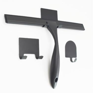 Imagem de Limpador de Vidro Doméstico Aço Inoxidável com Cabo Curto e Grip Ergonômico Lâmina Borracha Silicone para Limpeza Eficiente Parede Cerâmica Chuveiro J