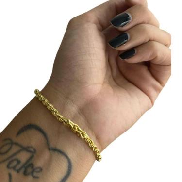 Imagem de Pulseira Baiano 3Mm Feminina - Banhado A Ouro 18K