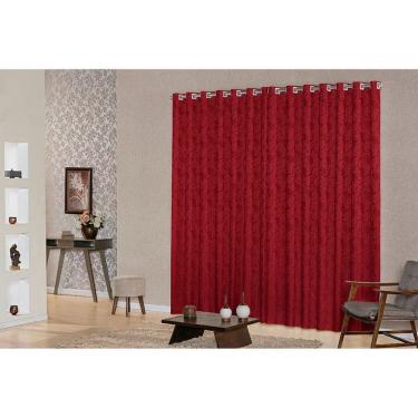 Imagem de Cortina Sala Jacquard Semi Blackout Vermelho 4,00X2,80
