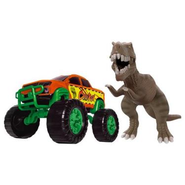 Imagem de Dinossauro Cross Rex Attack Samba Toys 2 Peças, Verde, Marrom