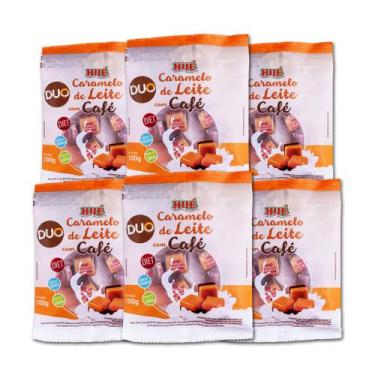 Imagem de Caramelo de leite diet duo com cafe pacote 100g hué - kit 6 unidades