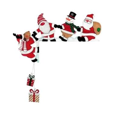 Imagem de Decoração De Natal Em Madeira Para Porta: Papai Noel, Boneco De Neve E