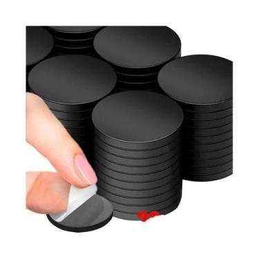 Imagem de Fita Adesiva Magnética Redonda Preta 200un. Autoadesiva Para Decoração