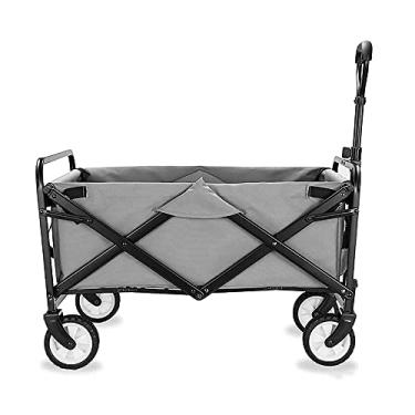 Imagem de LaYiQimn Trolley, carrinho de jardim dobrável, carrinho de compras resistente, carrinho de compras multifuncional para acampamento ao ar livre, supermercado com 4 rodas, carga: 60 kg/preto