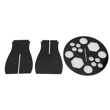 Imagem de Pilipane Suporte organizador de pincéis para secadora de pincéis de cosméticos, 14 furos, design para salão de beleza profissional, placa de acrílico preta, 13 cm de diâmetro da base