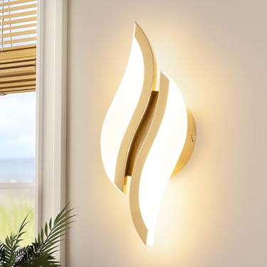 Imagem de CANEOE Arandela de parede LED moderna 6000 K preto para interior luminárias de parede de acrílico para sala de estar quarto cabeceira banheiro corredor escada lâmpada de parede (ouro, 1 pacote, 3000K)