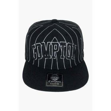Imagem de Boné Compton Aba Reta Urban Pinstripe Preto Bordado-Unissex