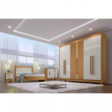 Imagem de Guarda Roupa Casal 6 Portas 7 Gavetas - Athos Ripado-cinamomo-off White - Móveis D'doro