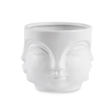 Imagem de Cachepot "Rosto" Branco Em Ceramica 14,5x17 cm M02 - D'Rossi