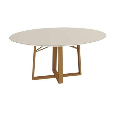 Imagem de Mesa Jantar Elma Premium Madeira Maciça c/ Tampo Madeirado c/ Vidro 12