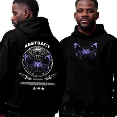 Imagem de Moletom Estampado Algodão‎ Abstract Butterfly Street Purple-Unissex