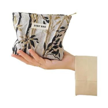 Imagem de Bolsa De Maquiagem Feminina De Grande Capacidade Com Estampa De Flores