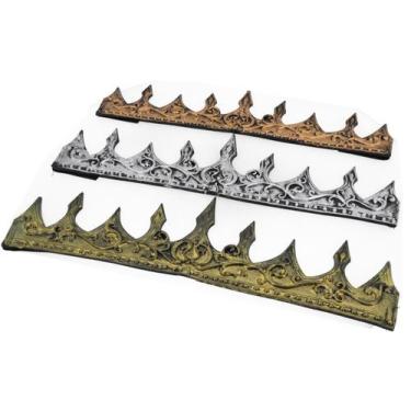 Imagem de Coroa LUXO Medieval Ajustável Dourada, Prata e Bronze Festa Tipo:Rei B