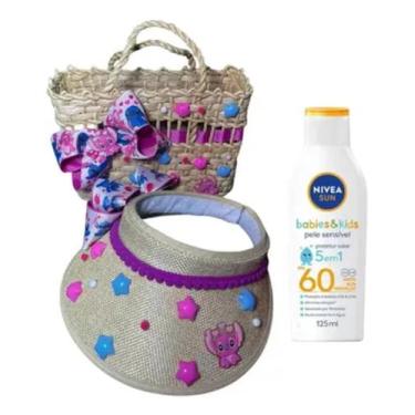 Imagem de Kit Viseira E Bolsa Mais Protetor Solar Infantil Rosa Infantil - Nivea