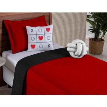 Imagem de Kit Cobre Leito Solteiro Paris Dupla Face 5 Peças com Almofada Nó Deco