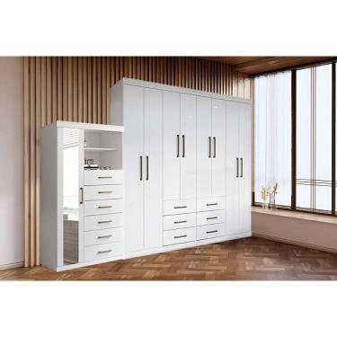 Imagem de Guarda Roupa 2 Peças 1 Guarda Roupa + 1 Cômoda QC138 Branco Santos Andirá