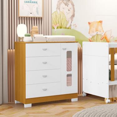 Imagem de Cômoda para Quarto de Bebê em Mdf Katatau Branco Fosco /Savana