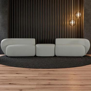 Imagem de Sofá 5 Lugares com Puff 382cm Orgânico Lyor Bouclê Cinza Z55 - Mpozenato