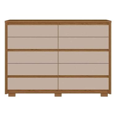Imagem de Cômoda Duetto 10 Gavetas Jatobá com Frente Bege