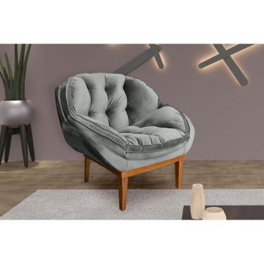 Imagem de Poltrona Decorativa Marcela Veludo Cinza