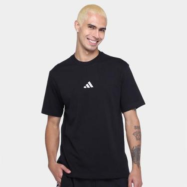 Imagem de Camiseta Adidas Small Logo Masculina, Preto, Branco, G