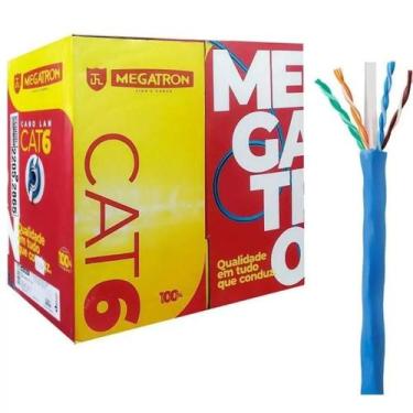 Imagem de Kit 50m cabo lan rede 4pares cat6 100%cobre azul anatel - MEGATRON