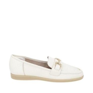 Imagem de Mocassim Usaflex Loafer Urbano Branco Marfim Couro Bridão-Feminino