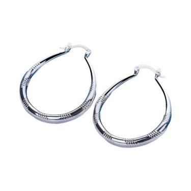 Imagem de Brincos De Argola Em Prata Esterlina 925 Com Padrão De Lua De 40mm Par