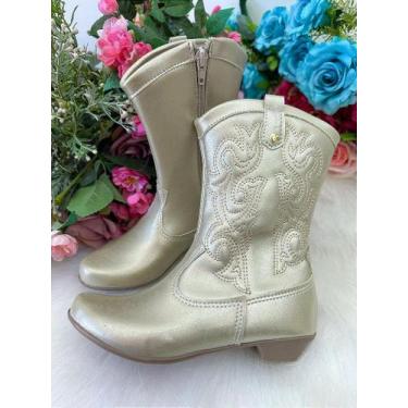 Imagem de Bota Coturno Flor Di Mila Boiadeira Texana Maria Dourado - Conforto e 