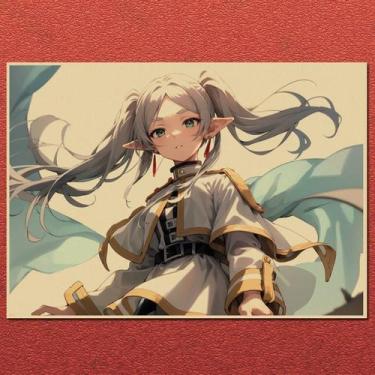 Imagem de Pôster de pintura em ferro Frieren Retro Kraft Paper Anime 20x30cm - t