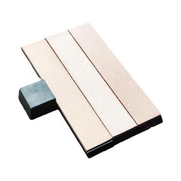 Imagem de Afiador De Facas Em Couro Natural Com Base E Pasta De Polimento Em Cou