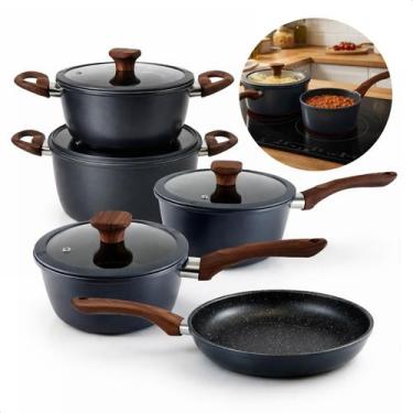 Imagem de Conjunto 5 Panelas Com Indução E Revestimento Cerâmico Cinza - Jhamba,