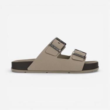 Imagem de Chinelo Slide Marrom Milão Plus Cartago, Marrom, Bege, 41