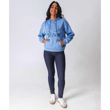 Imagem de Blusão Feminino Moletom Bordado Stitch Azul-49059 - DISNEY, Azul, G
