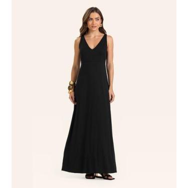 Imagem de Vestido Feminino Longo Visco Maquinetada Endless Preto, M, Preto