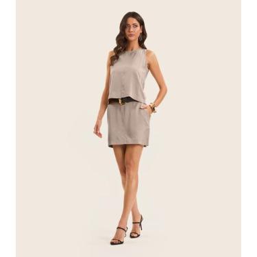 Imagem de Saia Curta Feminina Com Bolsos Endless Marrom, M, Marrom