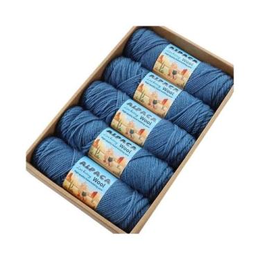Imagem de Fio De Lã De Alpaca Grosso 500g 5 Novelos Para Tricô De Suéteres, Casa