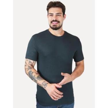Imagem de Camiseta Calvin Klein Jeans Masculina Lisa Tricot Azul Marinho-Masculino