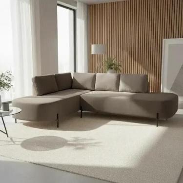 Imagem de Sofá de Canto Orgânico 4 Lugares 265cm Base de Ferro Chaise Esquerda L