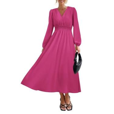 Imagem de Vestido maxi PRETTYGARDEN 2025, primavera, manga comprida, decote em V