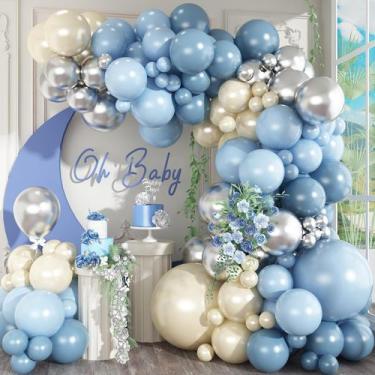 Imagem de Kit Dusty Blue Balloon Arch  125 unidades: pérola azul clara, areia, b