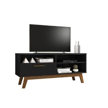 Imagem de Rack Paládio Para TVs Até 55 Polegadas C/ 01 Porta Pés de Madeira Maciça - Bechara