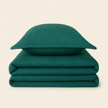 Imagem de Kit Colcha Bela Microfibra Verde - A\CASA Kit Colcha Bela Microfibra Verde Queen - A\CASA