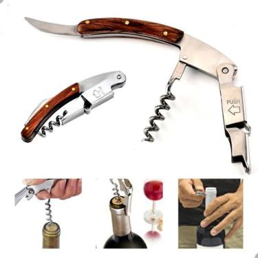 Imagem de Saca-rolhas Abridor de Vinho Garrafas Profissional Manual Aço Inox Man