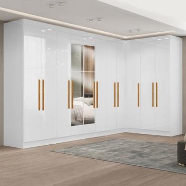 Imagem de Guarda-roupa Modulado de Canto com Puxadores Mdf e Espelho Paris - Max