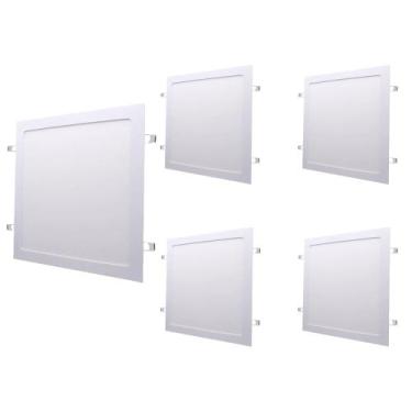 Imagem de Kit 5 Painel LED Plafon 24W Embutir Quadrado 6500k 29cm Bivolt Branco-