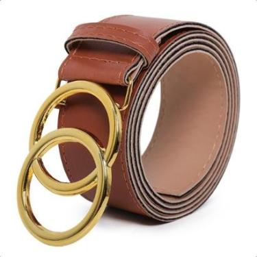 Imagem de Cinto Feminino Caramelo Argola Dupla Blogueira Estilosa-Feminino