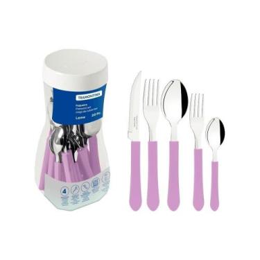 Imagem de Faqueiro Talheres Leme Inox 20 Peças Tramontina Cores Cor:rosa Rosa